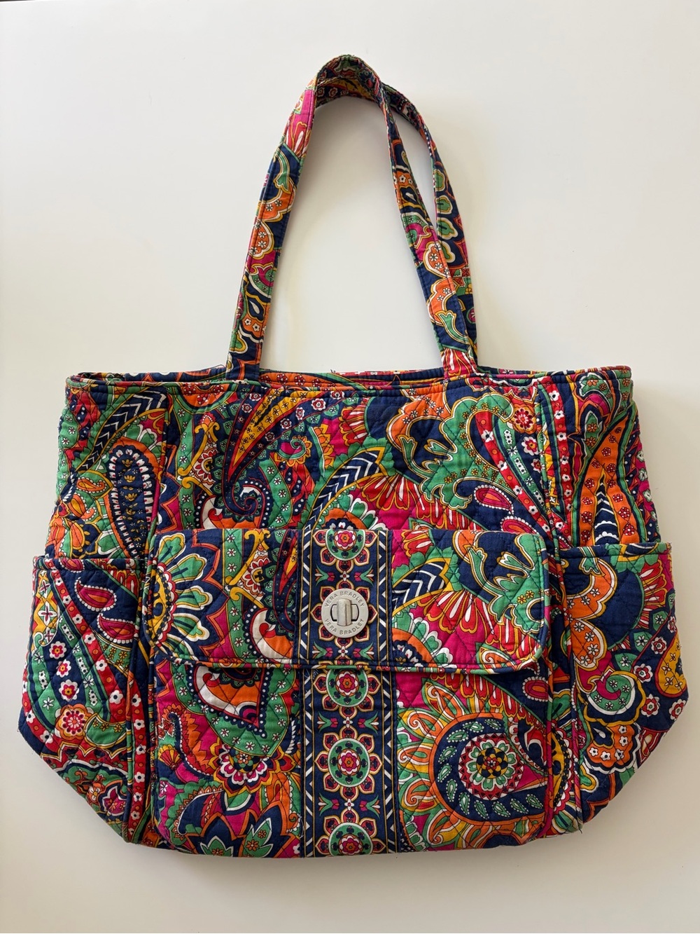 Vera Bradley Multicolor Venetian Paisley Turn Lock Quilted Shoulder Bag Tote